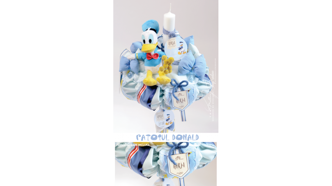 Lumanare de botez baiat cu ratoiul Donald Duck, 65x4cm, Ratoiul Donald  5